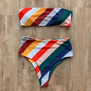 Bright Striped High Waisted Bikini